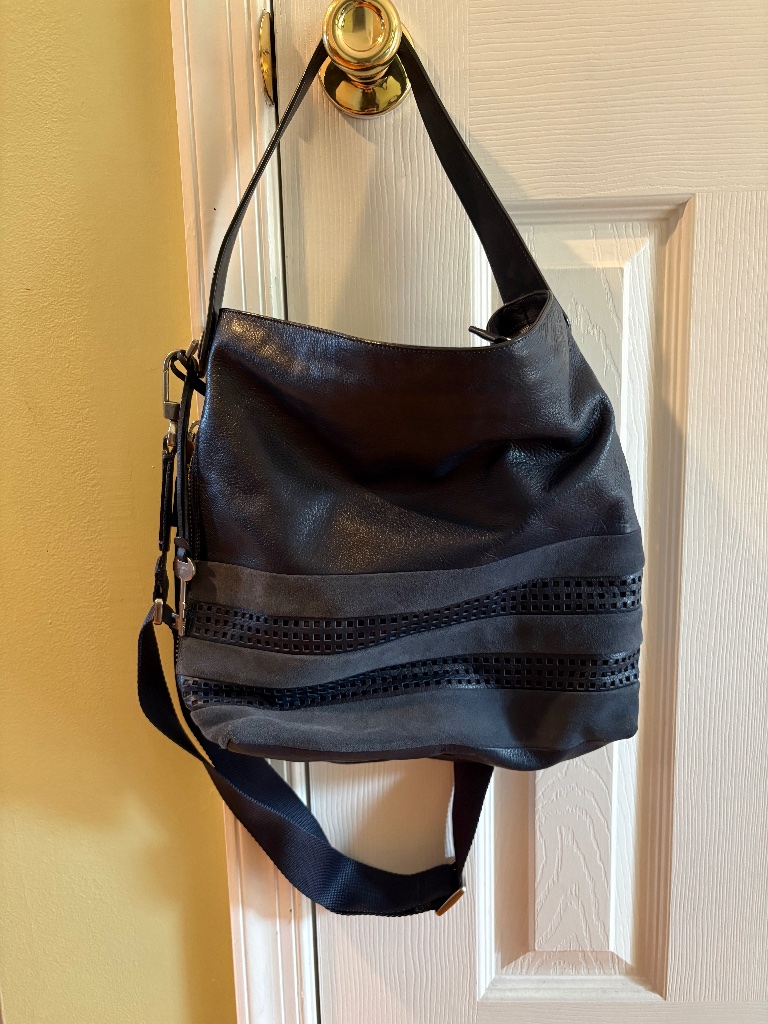 Fossil Navy Leather Handbag